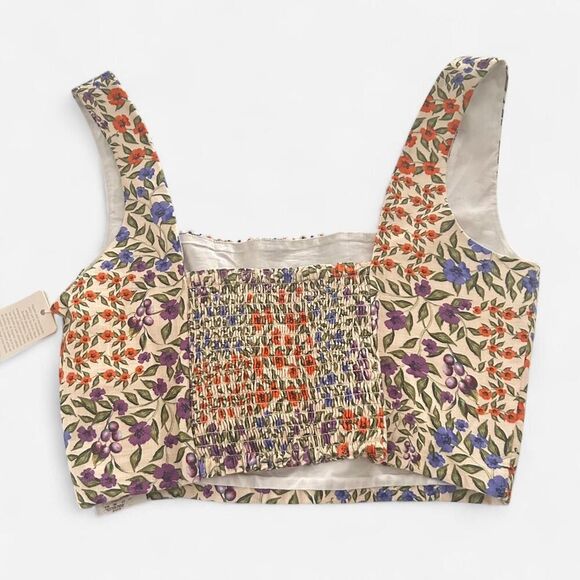 Agua Bendita Kosia Beaded Floral Cotton Crop Top – Vibrant Boho Y2K (M)🌸 - Picture 5 of 7